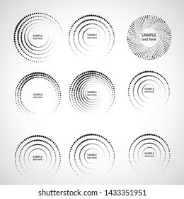 Halftone dots in circle form. round logo . vector dotted frame . design element