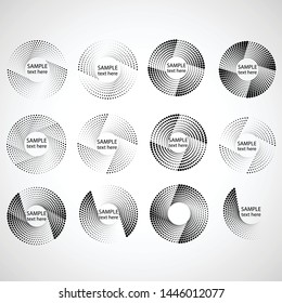Halftone dots in circle form. round logo . vector dotted frame . design element