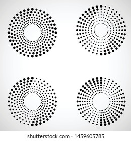 Halftone dots in circle form. round logo . vector dotted frame . design element