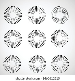 Halftone dots in circle form. round logo . vector dotted frame . design element