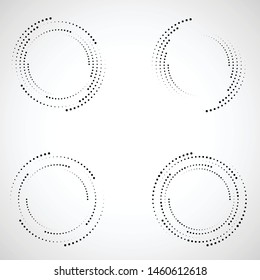 Halftone dots in circle form. round logo . vector dotted frame . design element