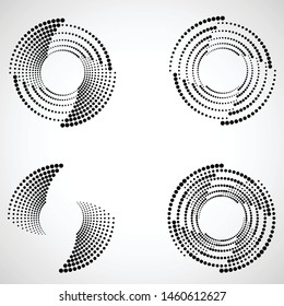 Halftone dots in circle form. round logo . vector dotted frame . design element
