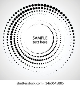 Halftone dots in circle form. round logo . vector dotted frame . design element