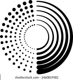 Halftone dots in circle form. round logo . vector dotted frame . design element