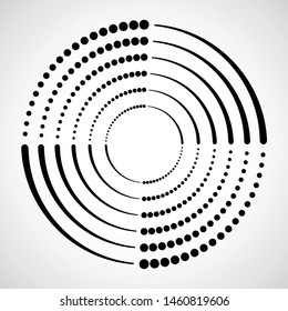 Halftone dots in circle form. round logo . vector dotted frame . design element