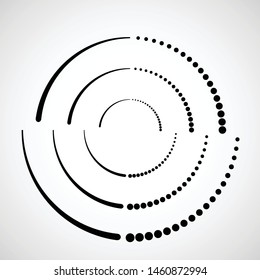 Halftone dots in circle form. round logo . vector dotted frame . design element