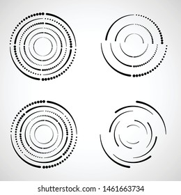 Halftone dots in circle form. round logo . vector dotted frame . design element