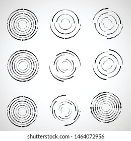 Halftone dots in circle form. round logo . vector dotted frame . design element
