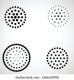 Halftone dots in circle form. round logo . vector dotted frame . design element