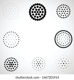 Halftone dots in circle form. round logo . vector dotted frame . design element