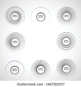 Halftone dots in circle form. round logo . vector dotted frame . design element