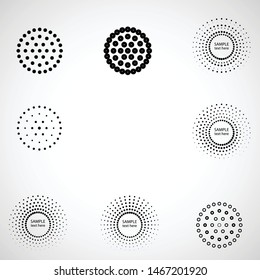 Halftone dots in circle form. round logo . vector dotted frame . design element