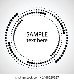 Halftone dots in circle form. round logo . vector dotted frame . design element