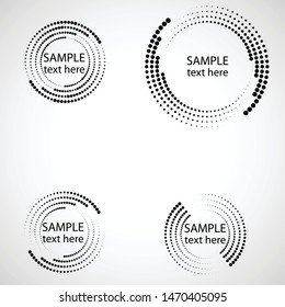 Halftone dots in circle form. round logo . vector dotted frame . design element