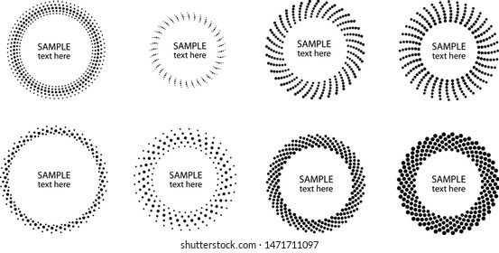 Halftone dots in circle form. round logo . vector dotted frame . design element