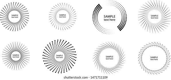 Halftone dots in circle form. round logo . vector dotted frame . design element
