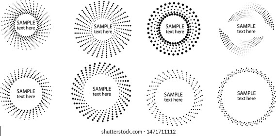 Halftone dots in circle form. round logo . vector dotted frame . design element