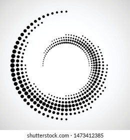 Halftone dots in circle form. round logo . vector dotted frame . Spiral design element