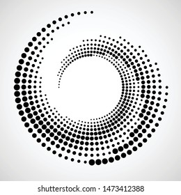 Halftone dots in circle form. round logo . vector dotted frame . Spiral design element