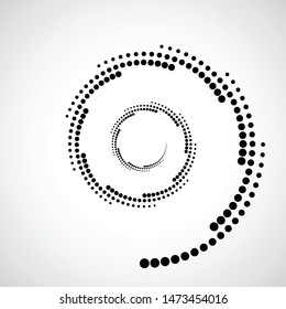 Halftone dots in circle form. round logo . vector dotted frame . Spiral design element