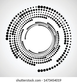 Halftone dots in circle form. round logo . vector dotted frame . Spiral design element