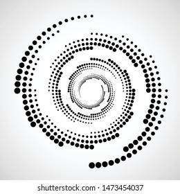 Halftone dots in circle form. round logo . vector dotted frame . Spiral design element