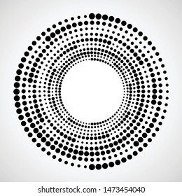 Halftone dots in circle form. round logo . vector dotted frame . Spiral design element