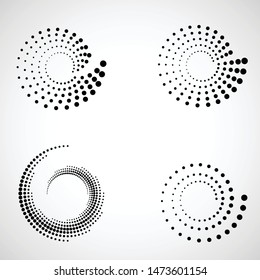 Halftone dots in circle form. round logo . vector dotted frame . Spiral design element