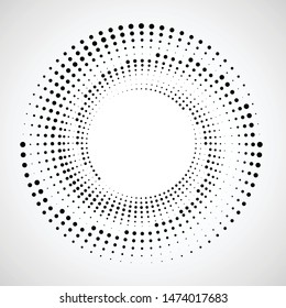 Halftone dots in circle form. round logo . vector dotted frame . Spiral design element
