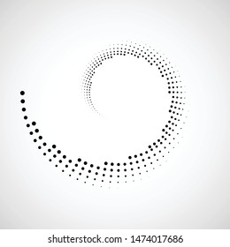 Halftone dots in circle form. round logo . vector dotted frame . Spiral design element