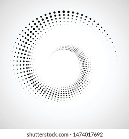 Halftone dots in circle form. round logo . vector dotted frame . Spiral design element