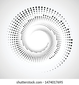 Halftone dots in circle form. round logo . vector dotted frame . Spiral design element