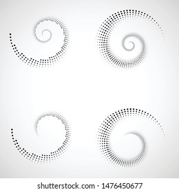 Halftone dots in circle form. round logo . vector dotted frame . Spiral design element
