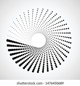 Halftone dots in circle form. round logo . vector dotted frame . Spiral design element