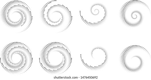 Halftone dots in circle form. round logo . vector dotted frame . Spiral design element