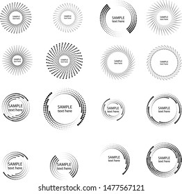 Halftone dots in circle form. round logo . vector dotted frame . design element