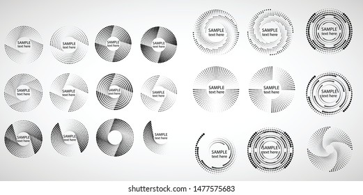 Halftone dots in circle form. round logo . vector dotted frame . design element