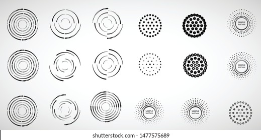 Halftone dots in circle form. round logo . vector dotted frame . design element