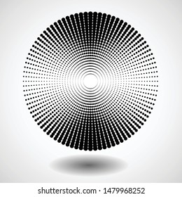 Halftone dots in circle form. round logo . vector dotted frame . design element
