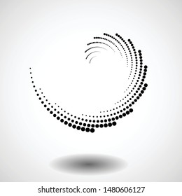 Halftone dots in circle form. round logo . vector dotted frame . design element