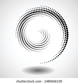 Halftone dots in circle form. round logo . vector dotted frame . design element