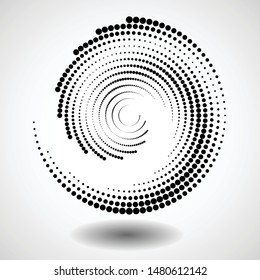 Halftone dots in circle form. round logo . vector dotted frame . design element