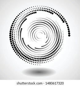 Halftone dots in circle form. round logo . vector dotted frame . design element