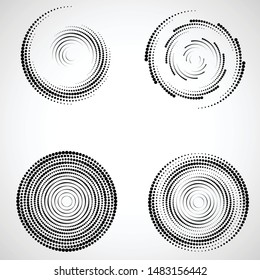 Halftone dots in circle form. round logo . vector dotted frame . design element