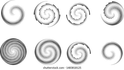 Halftone dots in circle form. round logo . vector dotted frame . design element