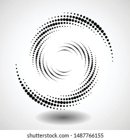 Halftone dots in circle form. round logo . vector dotted frame . design element