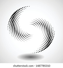 Halftone dots in circle form. round logo . vector dotted frame . design element