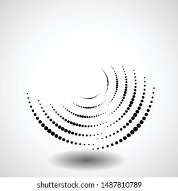 Halftone dots in circle form. round logo . vector dotted frame . design element