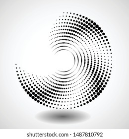 Halftone dots in circle form. round logo . vector dotted frame . design element