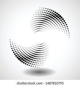 Halftone dots in circle form. round logo . vector dotted frame . design element